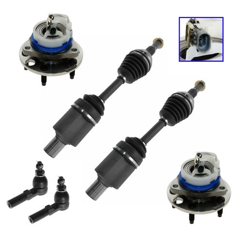 97-01 Olds; 99-01 Cadillac Frnt Axle Sht, Wheel Hub & Outer Tie Rod Kit