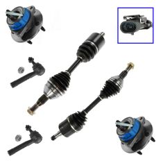 97-09 GM Van  FWD Front Axle Shaft Assys, Outer Tie Rods & Wheel Hubs 6 pc Kit