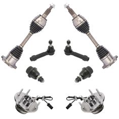 99-07 Silvrdo, Sierra; 00-06 FS SUV 1500 w/4WD Frt CV Axle Shft, Hub, Balljnt, Outer Tie Kit (Set 8)