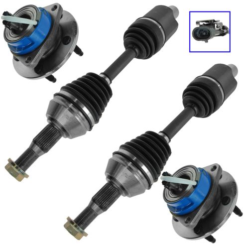 95-03 Aurora (exc 3.5L); 04-05 Bonneville; 06-09 Lucerne; 00-11 Cadillc Ft Hub & Axle Kit (Set of 4)