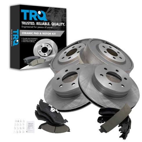 00-02 Durango Dakota Front & Rear Psi Ceramic Brake Pad, Rotor, Drum & Shoe Kit