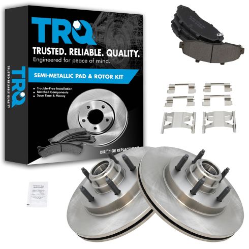 99-04 Ford F150; 02 Lincoln Blckwd 5 Lug 2WD Front premium Posi Semi METALLIC Brake Pads & Rotor Kit