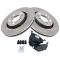 Front Semi-Metallic Disc Brake Rotor &  Pads w/Female Oval Sensor Kit