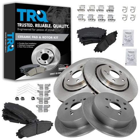 10-15 RX350; RX450h 11-16 Highlander Front & Rear Ceramic Pad & Rotor Kit