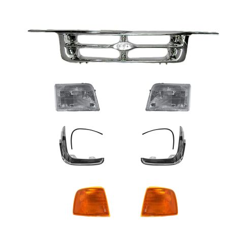 Black Front Grille Assembly Replacement For 1993-1994 Ford Ranger Pickup - Direct Fit