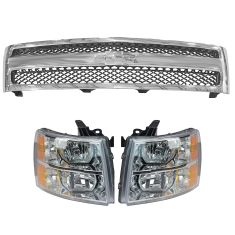 07-13 Chevy Silverado 1500 Chrome Grille & Headlight Kit (3 Piece)