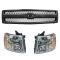 07-13 Chevy Silverado 1500 Black Grille & Headlight Kit (3 Piece)