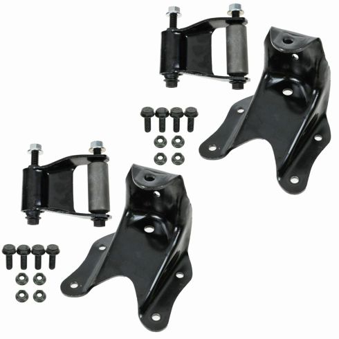 80-97 Ford Truck 2WD 4WD; 80-96 Bronco 4WD Rear Leaf Spring Shackle Bracket & Hanger Kit PAIR