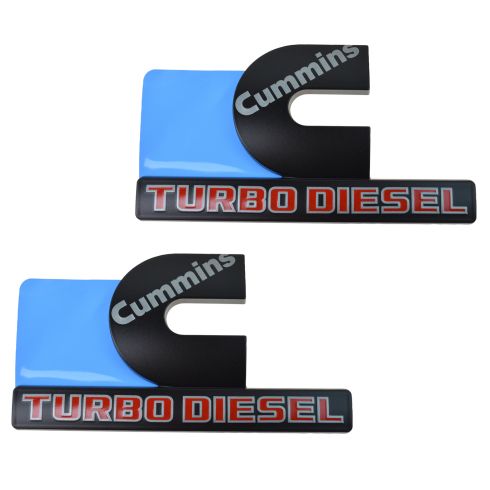 15-16 Ram 2500, 3500 Fdr Mtd Blk, Gray, Red ~Cummins TURBO DIESEL~ Logoed Adh Nameplate PAIR (MP)