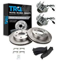 99-08  GM Pickup Van SUV Multifit Front Hubs, Premium Posi Ceramic Brake Pads, Brake Rotors Kit