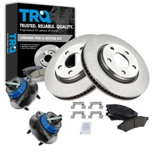 05-08 Buick, Chevy, Pontiac, Saturn Front Hubs, Ceramic Brake Pads, Brake Rotors Kit