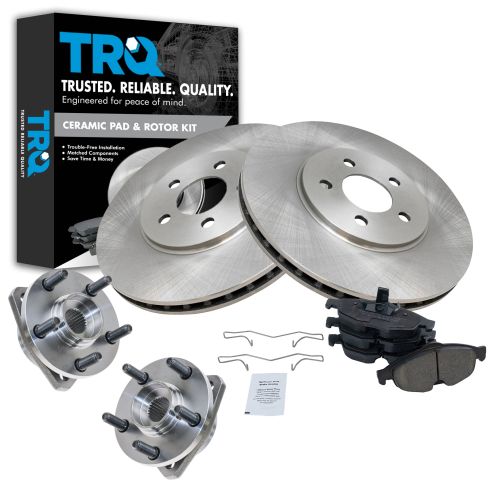 01-05 Stratus Sedan; 01-06 Sebring Conv/Sedan Front Hubs, Ceramic Brake Pads, Brake Rotors Kit