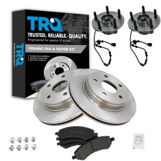 06-11 Dodge Ram 1500 4 Wheel ABS Front Hubs, Ceramic Brake Pads, Brake Rotors Kit