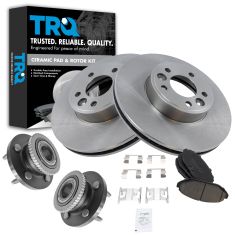 98-02 Crown Victoria Grand Marquis Town Car Brake Front Rotor Ceramic Brake Pads & Wheel Bearing