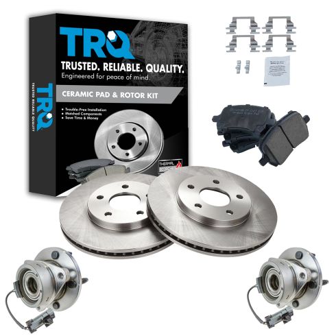 06-11 Chevy HHR w/Drum Brakes w/ABS Front Ceramic Pads, Rotors, Hubs & Hardware Kit