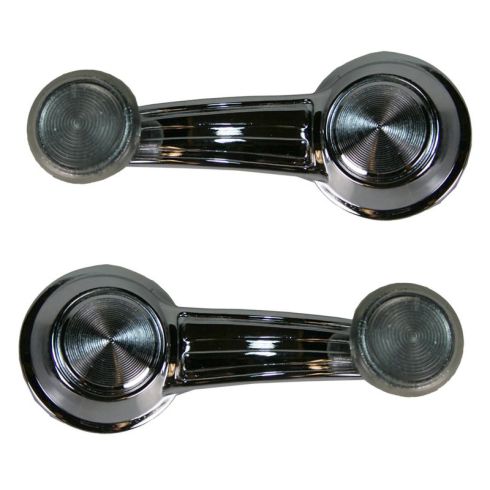 1973-90 Electra Impala Fleetwood Window Crank Handle Chrome with clear knob Pair