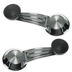 52-96 GM Window Crank Handle Chrome Body with Black Knob Pair
