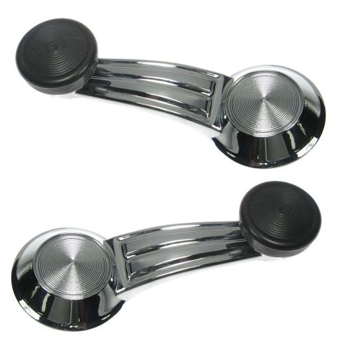 52-96 GM Window Crank Handle Chrome Body with Black Knob Pair