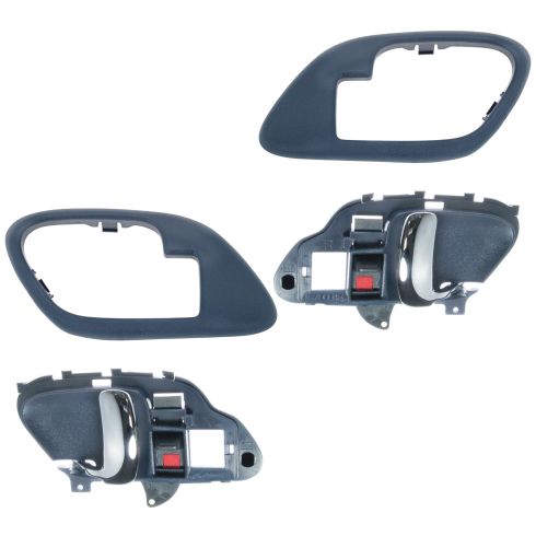 1995-02 Chev PU Truck Int Door Handle & Bezel Blue & Chrome Set PAIR