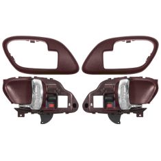 1995-02 Chev PU Truck Int Door Handle & Bezel Red & Chrome Set PAIR