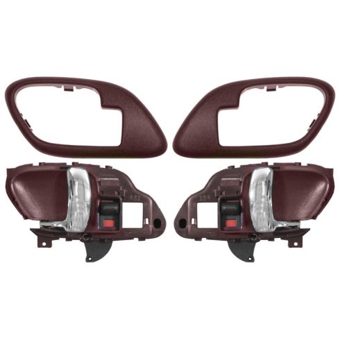 1995-02 Chev PU Truck Int Door Handle & Bezel Red & Chrome Set PAIR