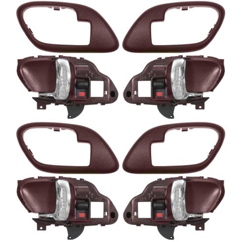 1995-02 Chev PU Truck Int Door Handle & Bezel Red & Chrome Set of 4