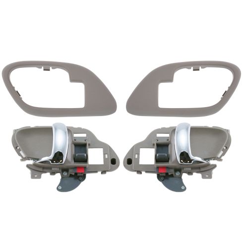 95-02 Chev PU Truck Int Door Handle & Bezel Tan & Chrome Set PAIR