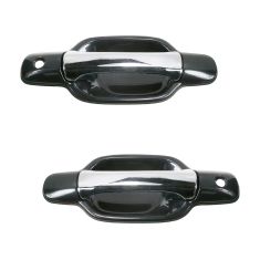 2004-11 Chevy Colorado GMC Canyon Blk & Chrme Outside Door Handle Front PAIR