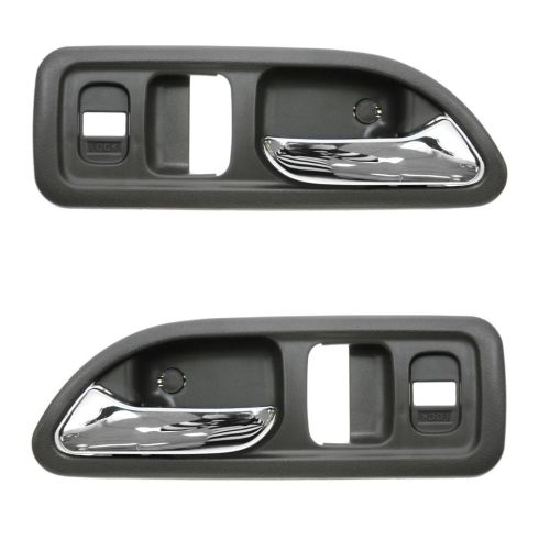 94-97 Honda Accord 2dr w/Pwr Locks Chrome & Gray Inside Door Handle PAIR