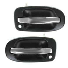 97-09 GM Mini Van Multifit Front Outer Black w/Chrome Handle w/Keyhole Door Handle PAIR