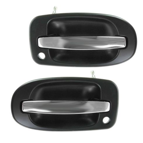 97-09 GM Mini Van Multifit Front Outer Black w/Chrome Handle w/Keyhole Door Handle PAIR