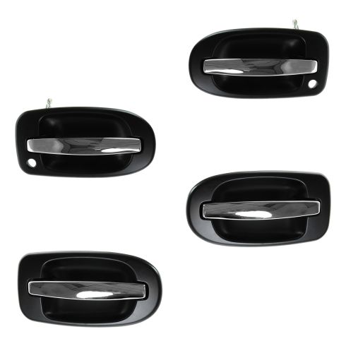 97-09 GM Minivan Multifit Front & Rear Outer Black w/Chrome Handle Sliding Door Handle Kit(Set of 4)