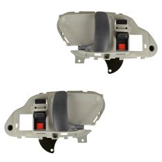 95-02 GM Full Size PU, SUV Inner Beige w/Gray Lever Inner Door Handle PAIR