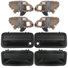 95-01 Chevy GMC Pickup, SUV Front & Rear Textured Black Outside & Gray Inside Door Handle (Set of 8)
