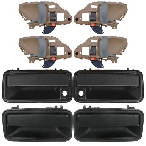 95-01 Chevy GMC Pickup, SUV Front & Rear Textured Black Outside & Gray Inside Door Handle (Set of 8)