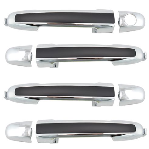 06-10 Hyundai Sonata Front & Rear Chrome w/Black Insert Outside Door Handle Kit (Set of 4)