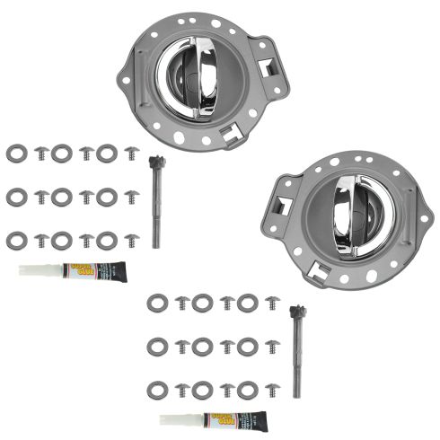 06-10 Jeep Commander Front Slate Gray w/Chrome Inside Door Handle w/Bezel Repair Kit PAIR