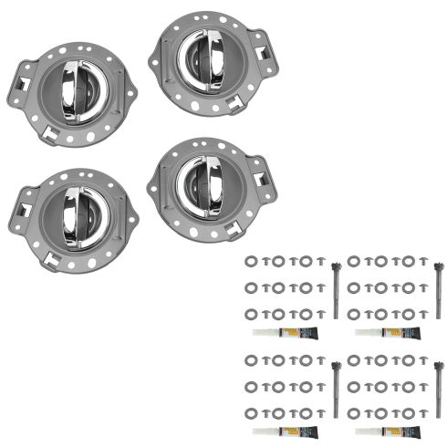 06-10 Jeep Commander Front/Rear Slate Gray w/Chrome Inside Door Handle w/Bezel Repair Kit (Set of 4)