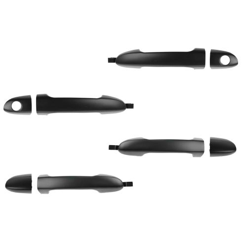 05-09 Kia Spectra, Spectra5 Front & Rear PTM Outside Door Handle w/Cap (Front w/Keyhole) (Set of 4)