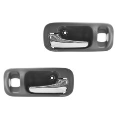 97-01 Honda CR-V Rear Inside Gray w/Chrome Pull Door Handle PAIR