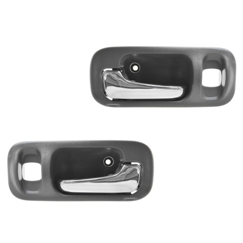 97-01 Honda CR-V Rear Inside Gray w/Chrome Pull Door Handle PAIR