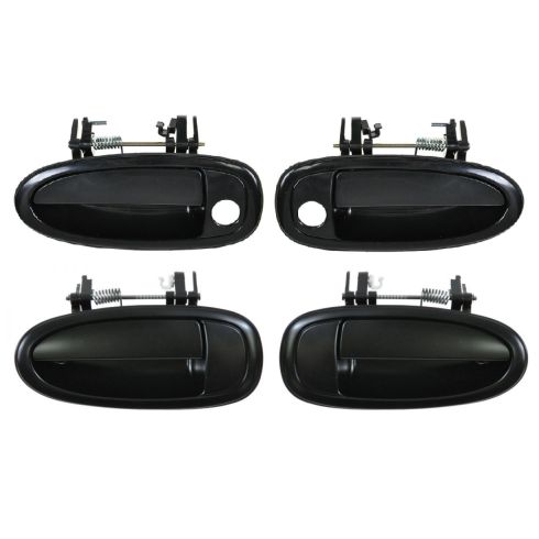 95-99 Toyota Avalon Front & Rear Smooth Black Outside Door Handle Kit (Frt w/Keyhole) (Set of 4)