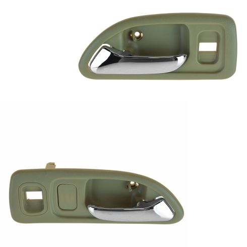 94-97 Honda Accord 4DR (w/Power Locks) Front (Beige w/Chrome Lever) Inside Door Handle PAIR