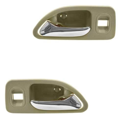 94-97 Honda Accord 4DR (w/Power Locks) Rear (Beige w/Chrome Lever) Inside Door Handle PAIR