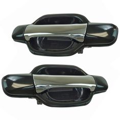 04-12 Chevy Colorado GMC Canyon Crew Cab Chrome & Black Rear Outside Door Handle Pair
