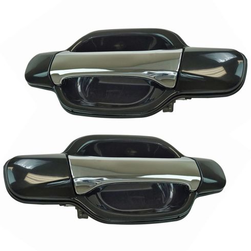 04-12 Chevy Colorado GMC Canyon Crew Cab Chrome & Black Rear Outside Door Handle Pair
