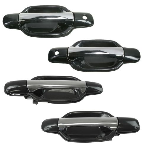 04-11 Colorado Canyon Smooth Black & Chrome Outside Door Handle (w/Keyhole)Set of 4