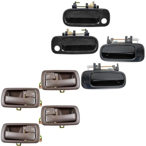 92-96 Toyota Camry Exterior & Brown Inside Door Handle & Bezel (Set of 12)
