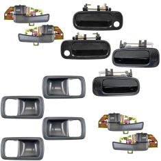92-96 Toyota Camry Exterior & Gray Inside Door Handle & Bezel (Set of 12)