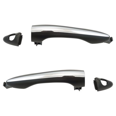 12-15 Kia Optima (w/o smart entry) Black & Chrome Exterior Door Handle Front Pair